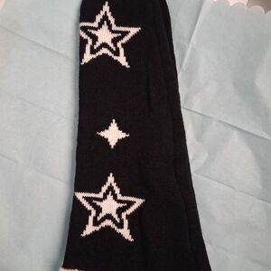 Black  with White Star Pattern Leg Warmers